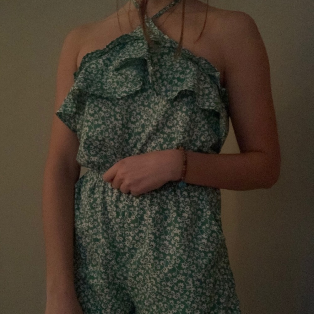 Green Floral Romper